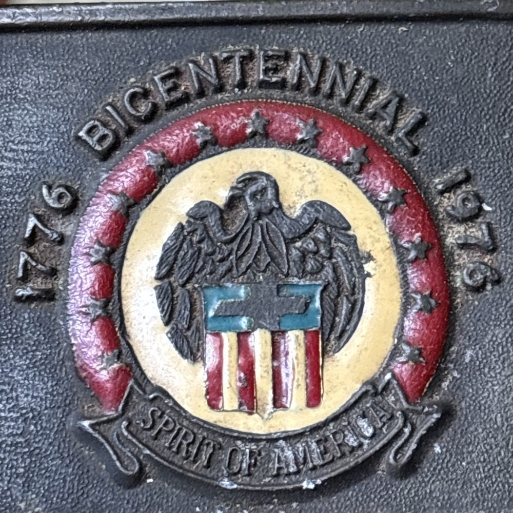 Vintage Chevy Enamel Belt Buckle Bicentennial 1776-1976 Eagle Spirit of America
